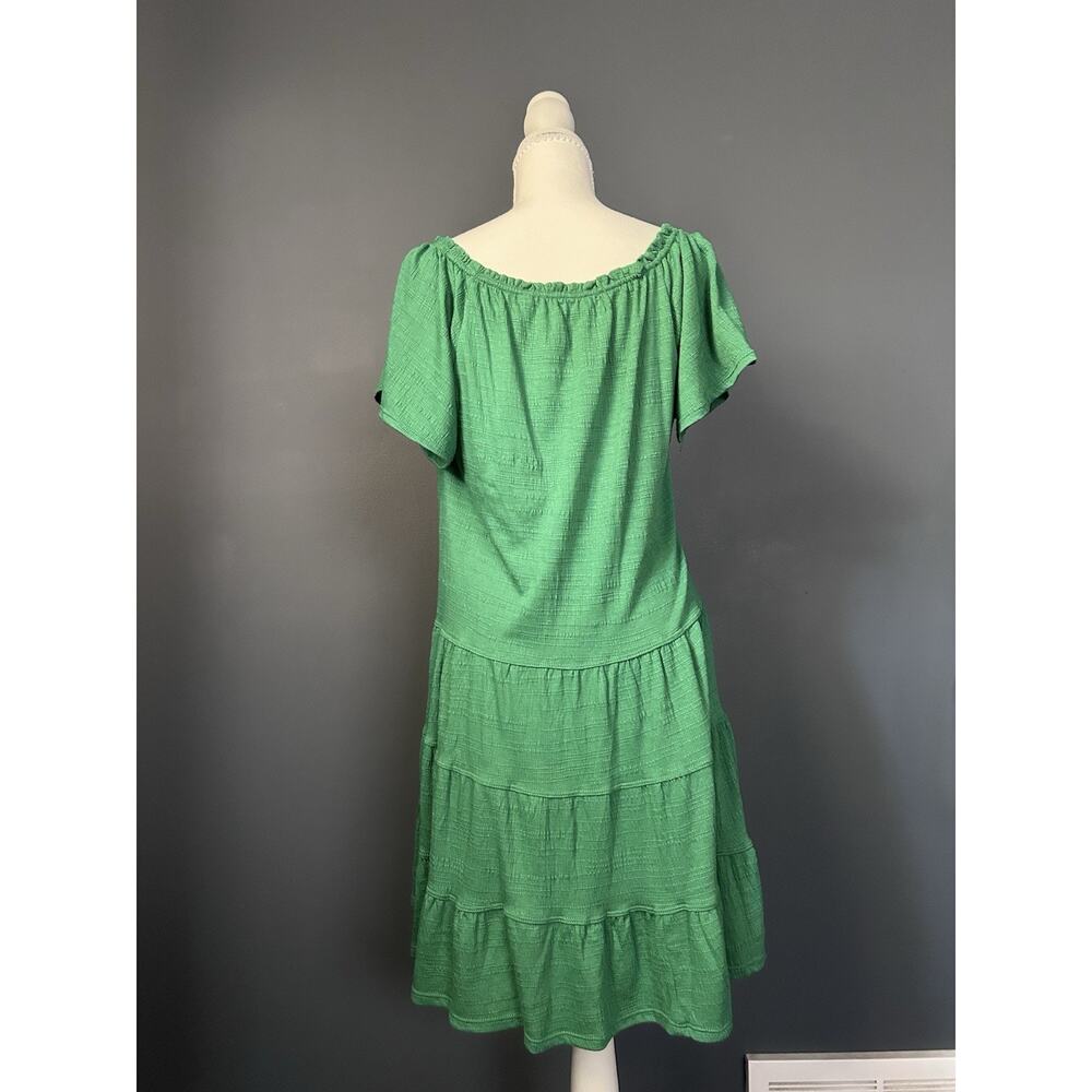 Max Studio Bright Green Ruffled Tiered Sundress Summer Coastal Colorful Women L - Picture 2 of 4